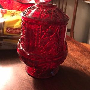 Candle holder , red antique